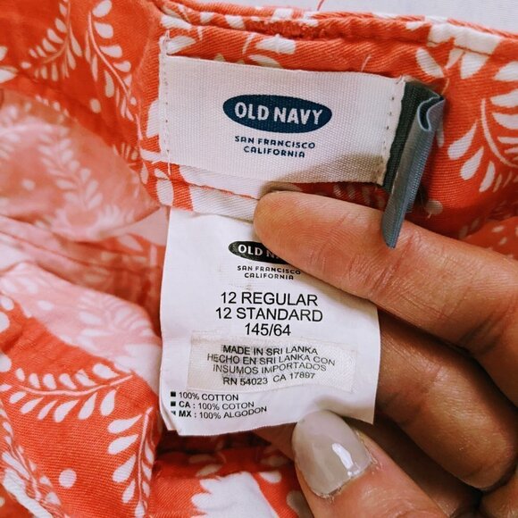 Old Navy Coral & White Floral Print Chino Shorts Girls Size 12 - Picture 5 of 5